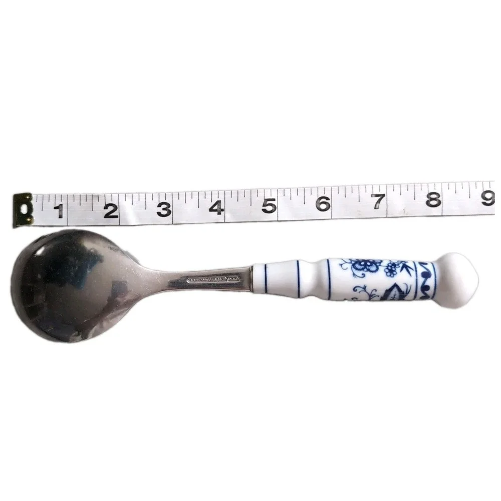 DDR ABS Rostfrei Blue Onion Porcelain Handle Salad Servers + Bottle Opener 18/10